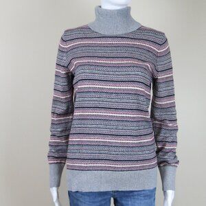 L.L. Bean Fair Isle Nordic Turtleneck Sweater Top Cotton Cashmere SIZE Medium